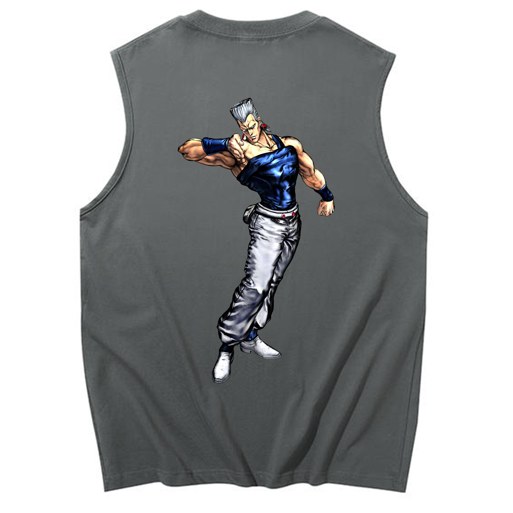 （画像用） ジョジョの奇妙な冒険 ジャン＝ピエール?ポルナレフ JoJo's Bizarre Adventure Jan Pierre Polnareff コットン100％タンクトップ（背面プリント）
